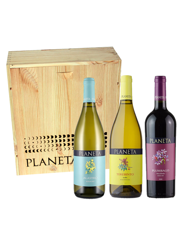 Idee Regalo  Confezione in legno 3 bottiglie - l. 0,750 " i Floreali" - Planeta 36,80 €