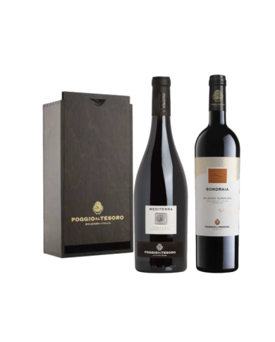 Vini Rossi  Cassetta in legno verniciato da 2 BT: Mediterra Toscana IGT 2018 Sondraia Bolgheri Superiore DOC 2017 - Allegrini... Vini Rossi  Cassetta in legno verniciato da 2 BT: Mediterra Toscana IGT 2018 Sondraia Bolgheri Superiore DOC 2017 - Allegrini...