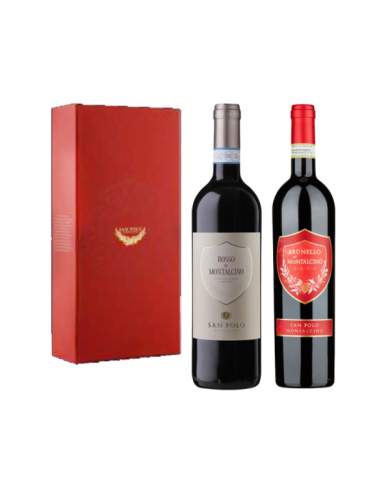 Rode wijnen  Bauletto da 2 BT: Rosso di Montalcino DOC 2018 - Brunello di Montalcino DOCG 2015 - San Polo 63,85 €