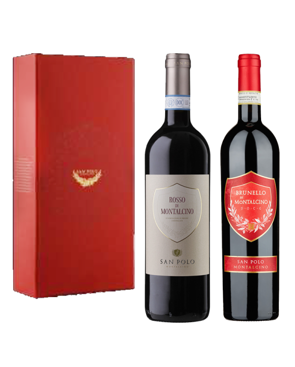 Vini Rossi  Bauletto da 2 BT: Rosso di Montalcino DOC 2018 - Brunello di Montalcino DOCG 2015 - San Polo 63,85 €