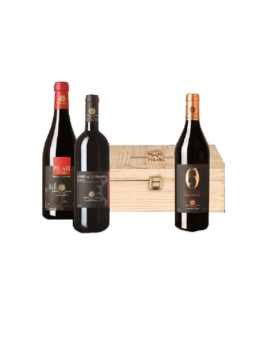 Vini Rossi  Cassetta in legno da 3BT: PALARI FARO DOC 2013 - ROSSO DEL SOPRANO · Sicilia IGT 2015 - SANTA NÈ · Sicilia IGT 20...