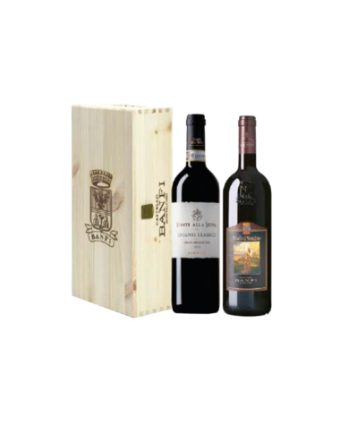 Rode wijnen  Cassetta in legno 2 BT: Fonte alla Selva · Chianti Classico · Gran Selezione 2015 - Brunello di Montalcino · DOC...