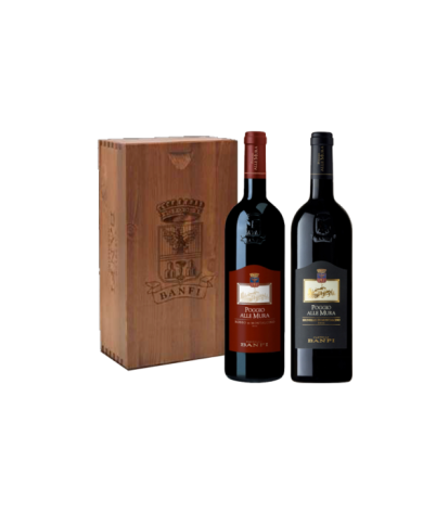 Rode wijnen  Cassetta in legno 2 BT: Poggio alle Mura · Rosso di Montalcino DOC - Poggio alle Mura - Brunello di Montalcino -...