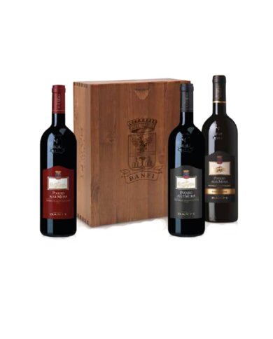 Rode wijnen  Cassetta POGGIO ALLE MURA: · Rosso di Montalcino - Brunello di Montalcino - Brunello di Montalcino DOCG Riserva ...