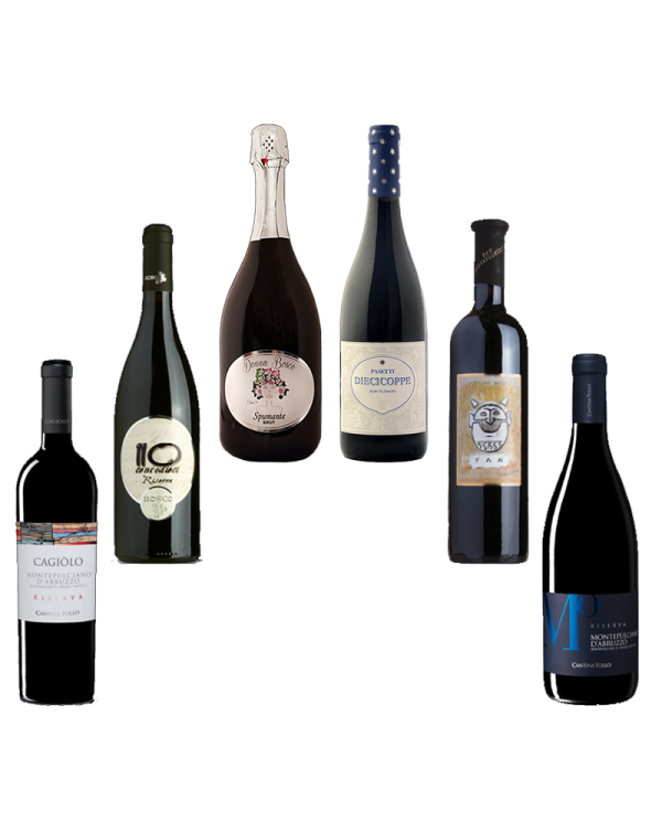 Rode wijnen  Abruzzo: Donna Bosco - Diecicoppe Rosso - Montepulciano d'Abruzzo Pan - Centodieci - Cargiolo - Mò Montepulciano...