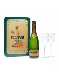 Vini Bianchi  Perlé Ferrari Scatola di Latta Vintage Trento DOC 2017 + 2 flûte 55,64 €