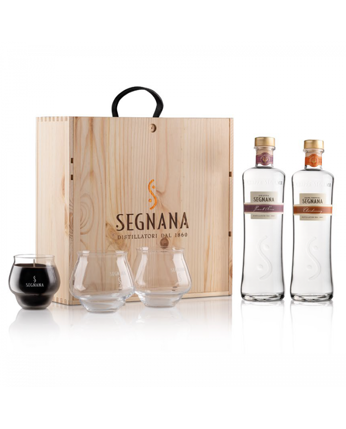 Grappe  Cassetta 2 Grappe Trentina chardonay e Pinot Nero + 2 bicchieri + 1 Candela - Segnana 64,68 €