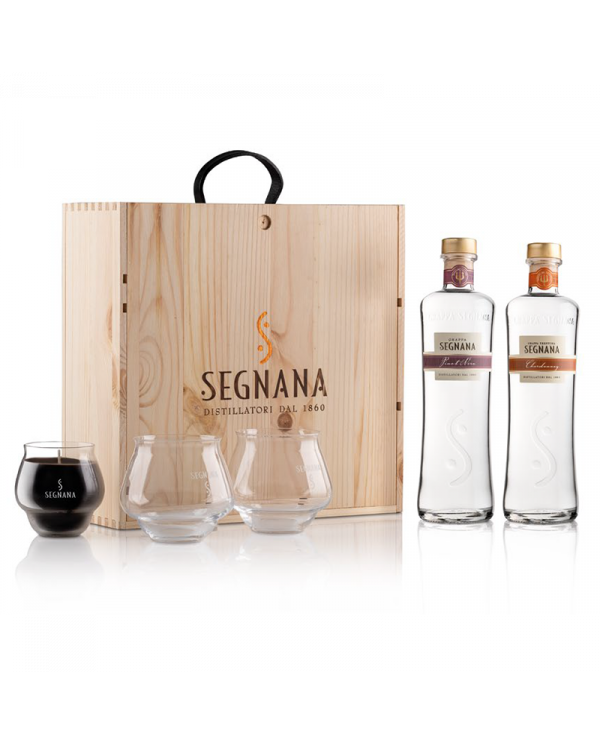 Grappe  Cassetta 2 Grappe Trentina chardonay e Pinot Nero + 2 bicchieri + 1 Candela - Segnana 64,68 €