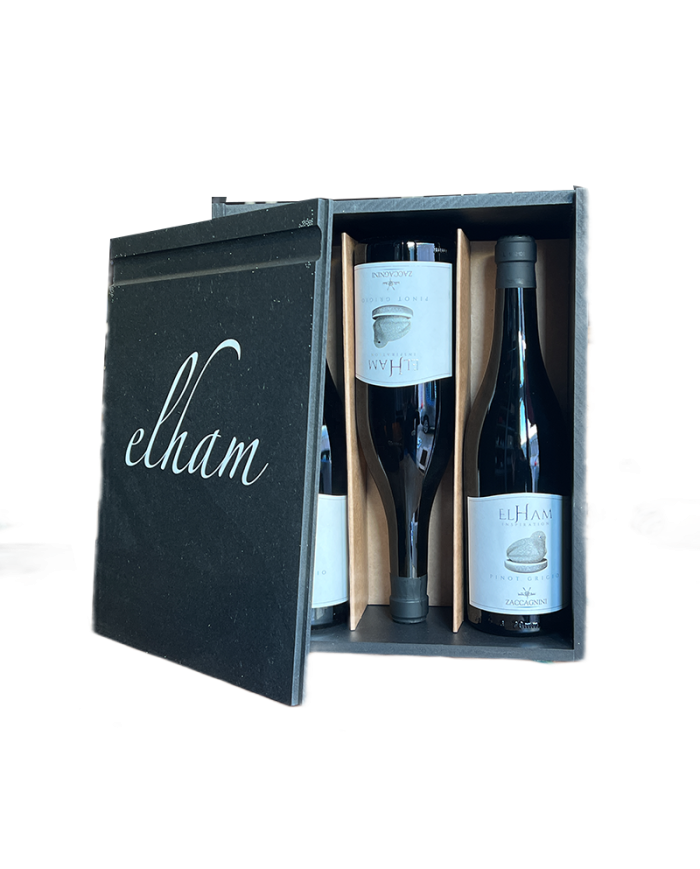 Witte Wijnen  Cassetta Legno 6 Bottiglie ELHAM Pinot Grigio Colline Pescaresi IGT 2020 - Cantina Zaccagnini 92,00 €