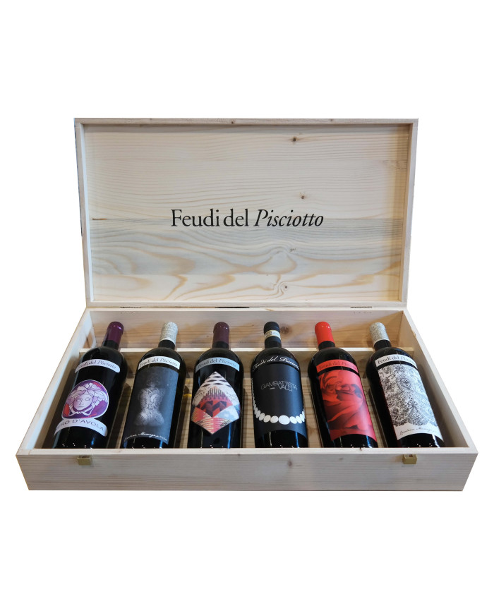 Rode wijnen  Cassa mista 6 bottiglie in cassetta di legno - Feudi del Pisciotto 114,67 €