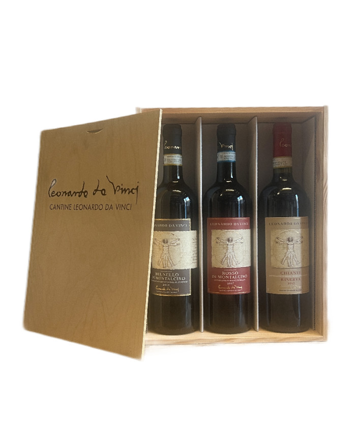 Rode wijnen  Cassetta 3 bottiglie Rosso Brunello Montalcino e Chiati Riserva - Cantine Leonardo Da Vinci 64,90 â‚¬ Rode wijnen  Cassetta 3 bottiglie Rosso Brunello Montalcino e Chiati Riserva - Cantine Leonardo Da Vinci 64,90 â‚¬
