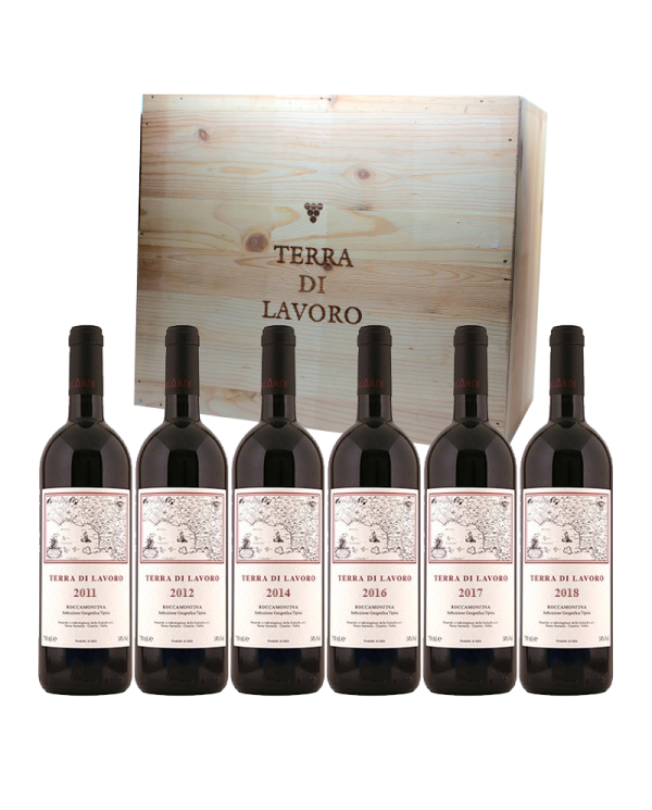 Vini Rossi  Cassetta legno 6 bt. Terra di Lavoro 2011 - 2012 - 2014 - 2016 - 2017 -2018 - Galardi 258,64 €
