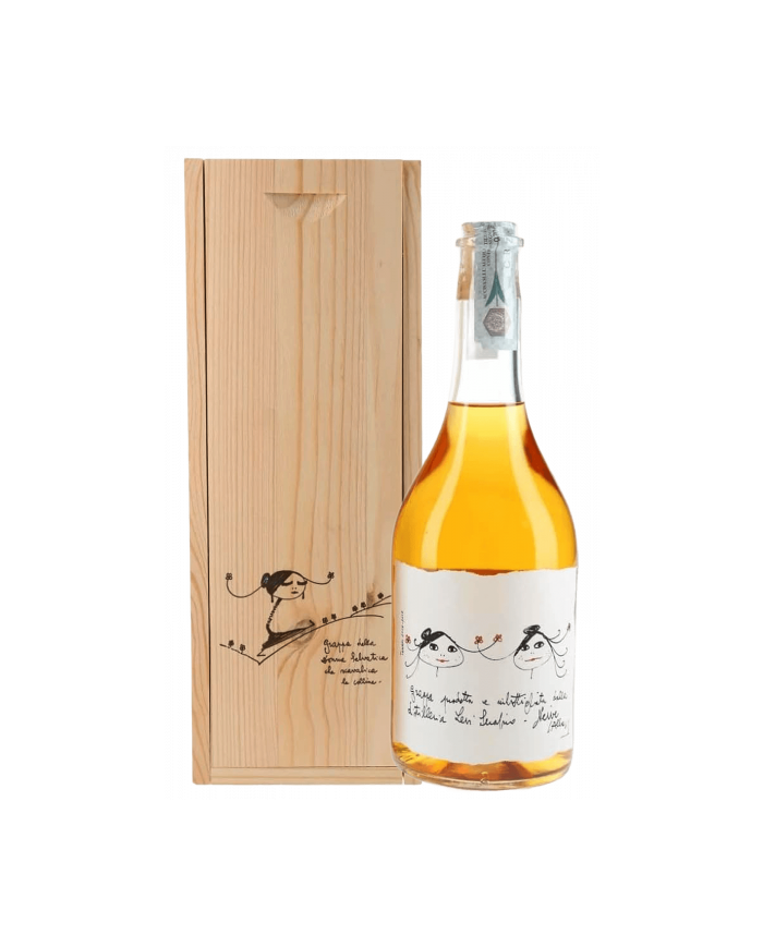 Grappa ambrata cassa legno cl 70 - Levi