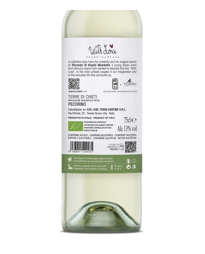 Witte Wijnen  Pecorino Terre di Chieti I.G.T. 2022 With Love Pecorino e Fave - Torri Cantine 5,10 €