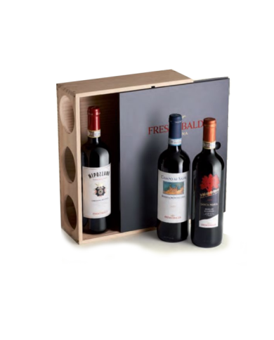Vini Rossi  Marchesi De Frescobaldi - Confezione Regalo Cassetta Porta Calici Con 3 Bottiglie Marchesi De Frescobaldi Cod. XM...