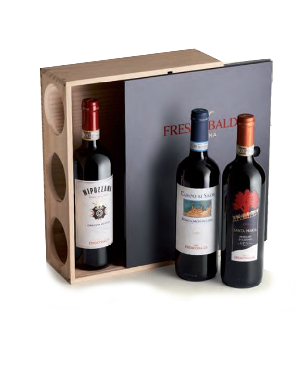 Red Wines  Marchesi De Frescobaldi - Confezione Regalo Cassetta Porta Calici Con 3 Bottiglie Marchesi De Frescobaldi Cod. XM0... Red Wines  Marchesi De Frescobaldi - Confezione Regalo Cassetta Porta Calici Con 3 Bottiglie Marchesi De Frescobaldi Cod. XM0...