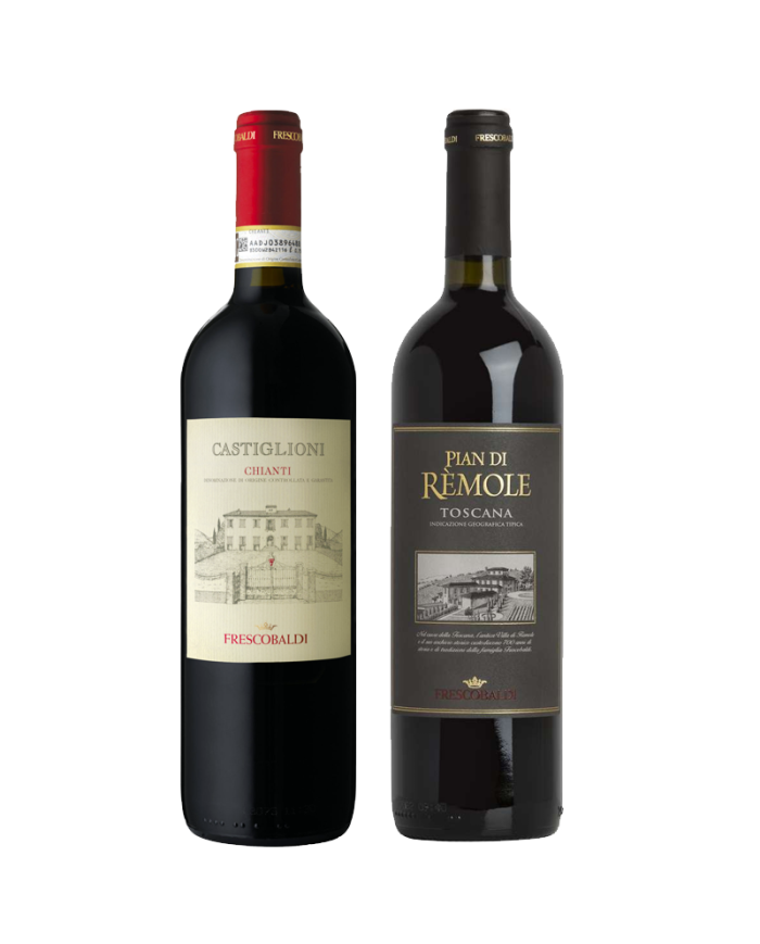 Rode wijnen  CASSETTA SCOPRI FRESCOBALDI con Chianti DOCG Castiglioni 2019 - Pian di Remole Rosso 2018 - Frescobaldi 17,13 €